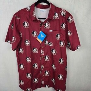 Columbia PFG Florida State Seminoles FSU‎ AOP Shirt Mens M Super Slack Tide NEW